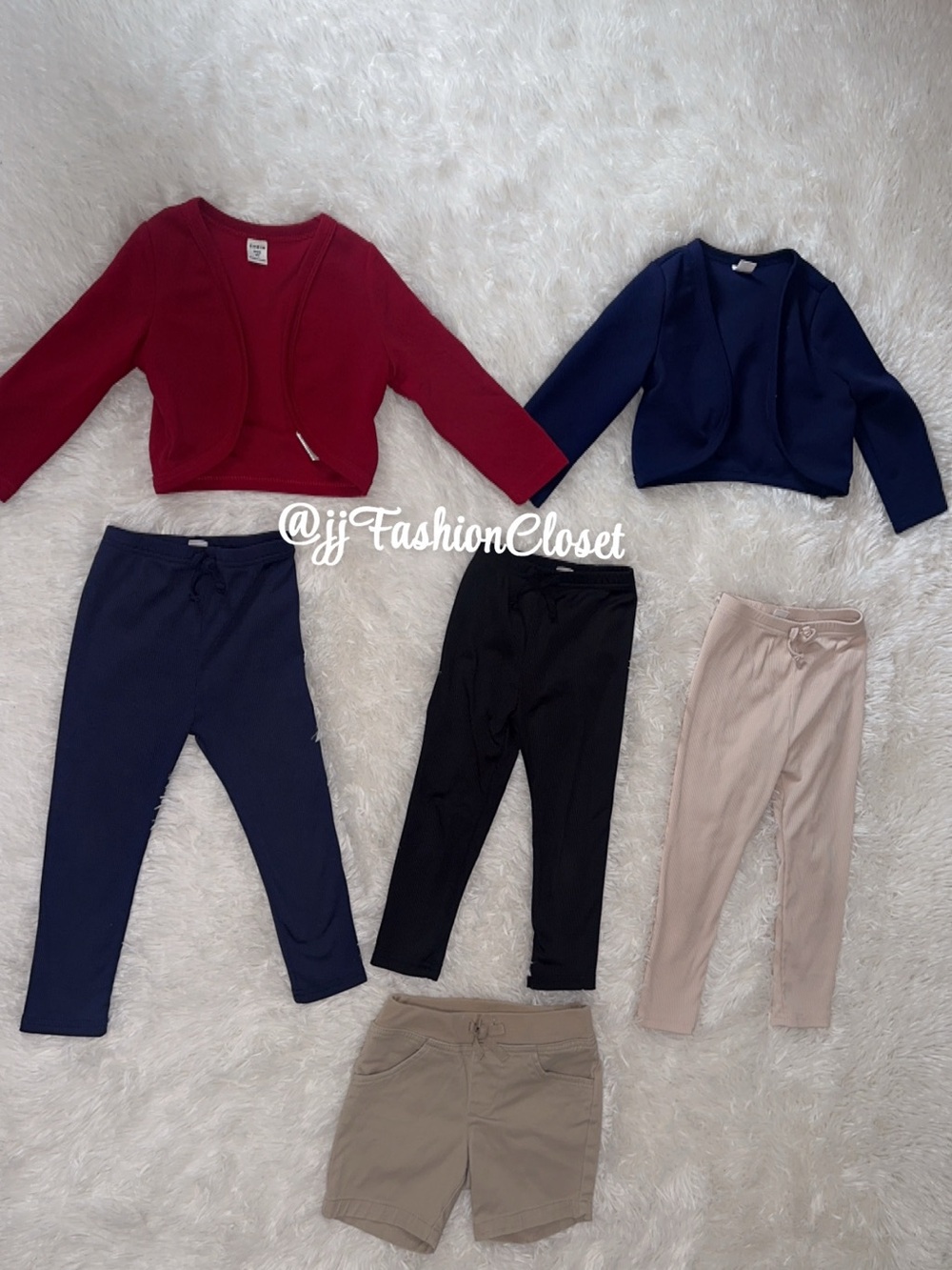 Girls' Cardigan & Pants Set - Burgundy, Navy, Black, Beige